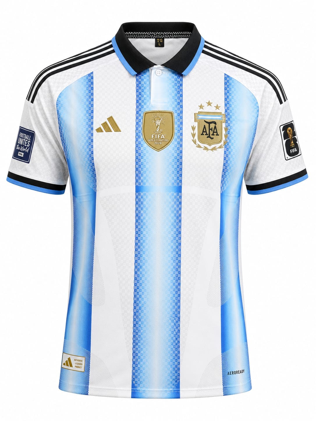 argentina-jersey-2026-world-cup-premium-original-front-view-afa-4star-bd Argentina Jersey 2026 World Cup – Premium Fan Edition Football Jersey for Men | AFA White & Sky Blue | Original Quality - Image 1