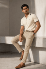 ๐ฅ Premium Cream Off-White Polo Shirt with Navy Blue Collar โ Smart Luxury Look for Bangladeshi Men | Ultra Soft Cotton - Image 5