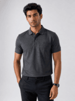 ๐ฅ Premium Charcoal Textured Polo Shirt for Men โ Smart Minimal Luxury Fit | Breathable Cotton - Image 4