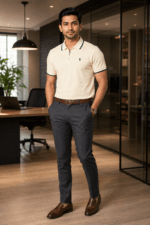 ๐ฅ Premium Cream Off-White Polo Shirt with Navy Blue Collar โ Smart Luxury Look for Bangladeshi Men | Ultra Soft Cotton - Image 9