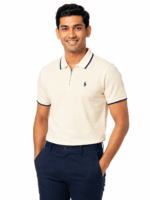 ๐ฅ Premium Cream Off-White Polo Shirt with Navy Blue Collar โ Smart Luxury Look for Bangladeshi Men | Ultra Soft Cotton - Image 8