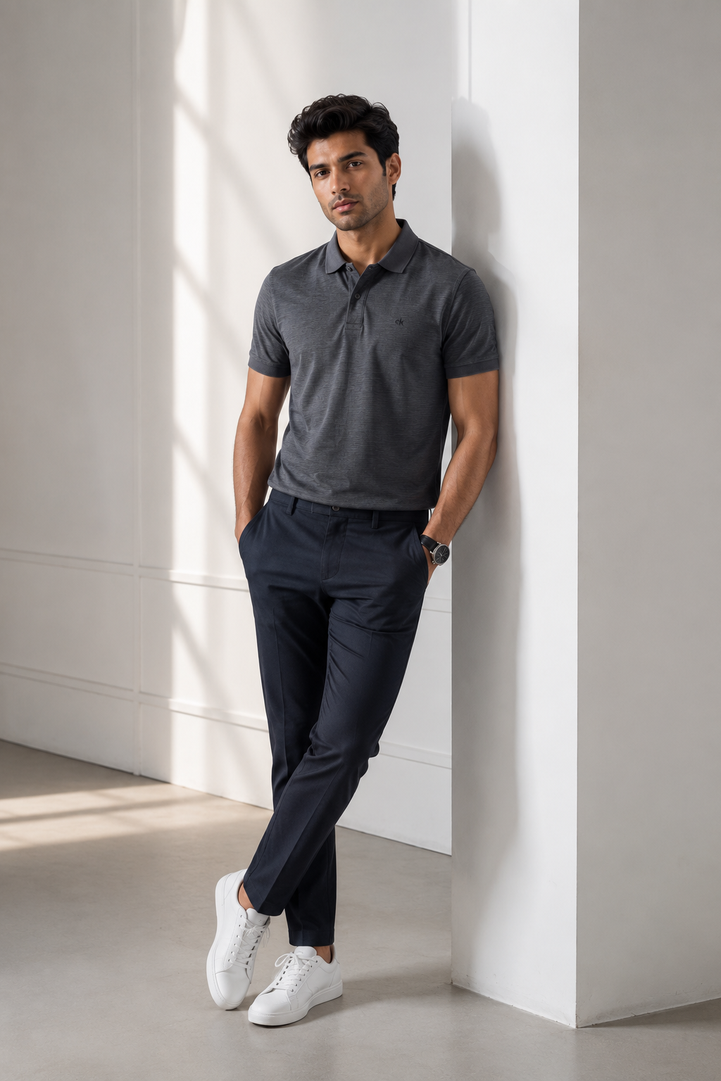 file_00000000c158720bb9df27e40ac18b4d 🔥 Premium Charcoal Textured Polo Shirt for Men – Smart Minimal Luxury Fit | Breathable Cotton - Image 1