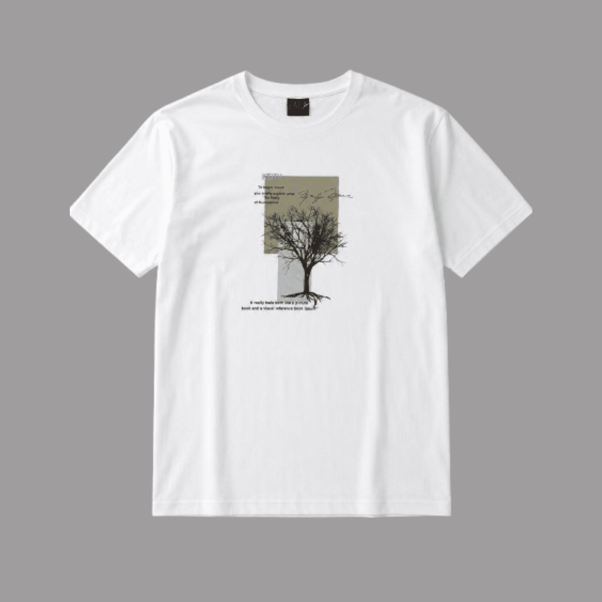 font side Premium White Graphic T-Shirt for Men | Trendy Minimal Tree Print Tee | Summer Casual Fashion Bangladesh - Image 1