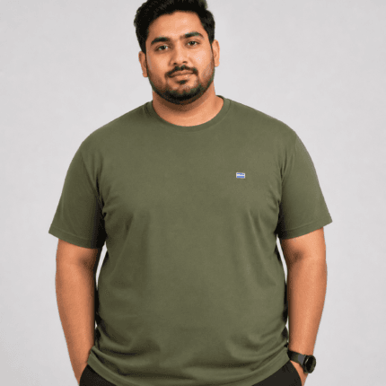 Velzo olive green men’s round neck half sleeve T-shirt 4XL