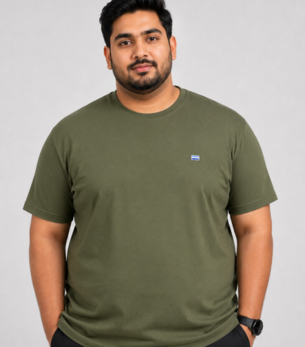 Velzo olive green men’s round neck half sleeve T-shirt 4XL