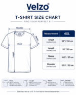 Velzo olive green men’s round neck half sleeve T-shirt 4XL Size Chart