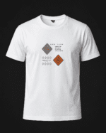 White t-shirt for men with New York graphic print on black background, product photo