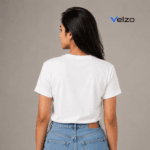 white cotton t-shirt for women - back view